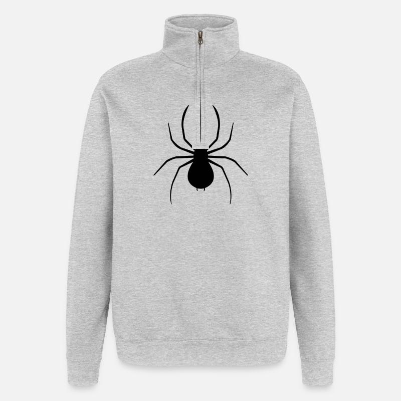 araignée - Sweat à zip 1/4 - gris chiné