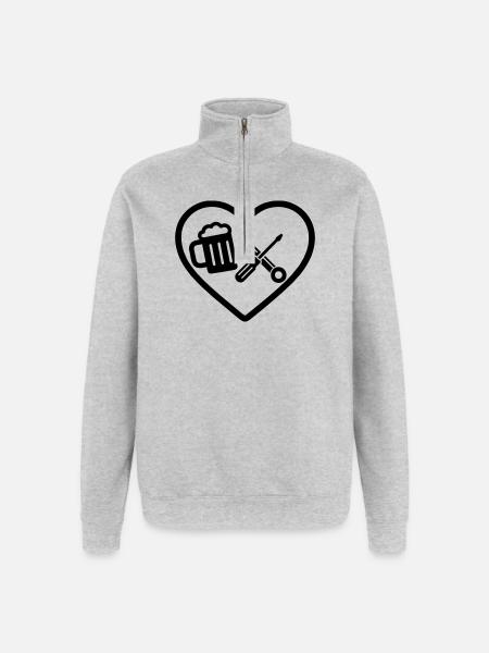 Heart Beer DIY Humor - Quarter-Zip Sweatshirt - heather grey