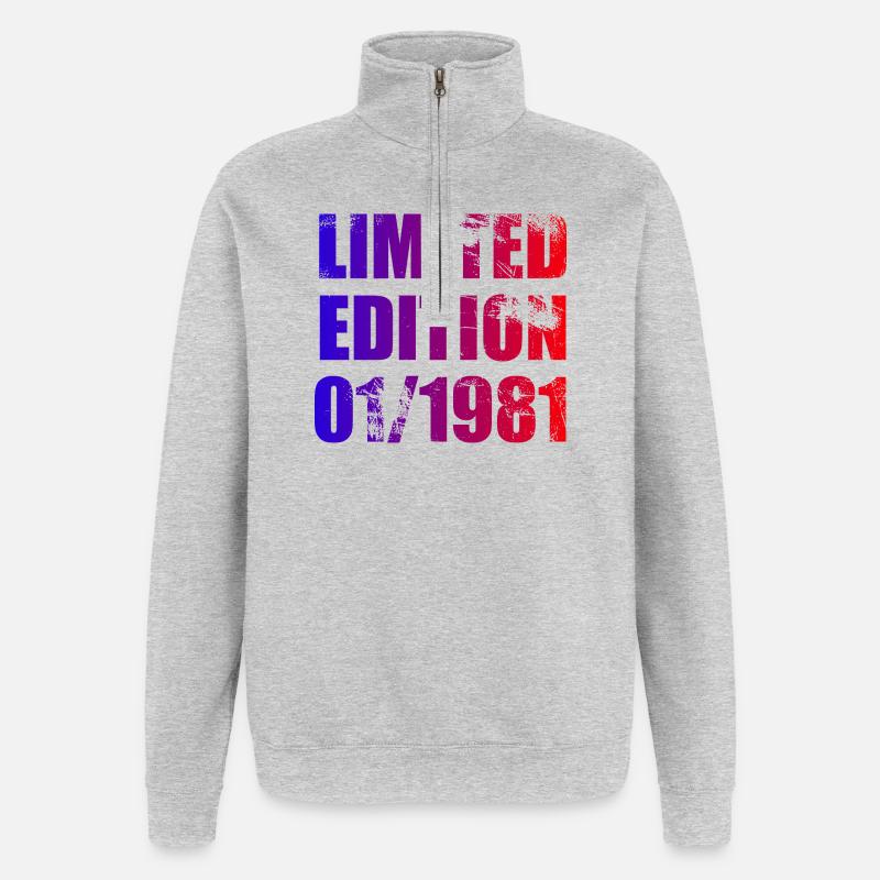 45e anniversaire Édition limitée 01/1981 - Sweat à zip 1/4 - gris chiné