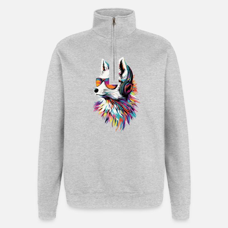 Polarfuchs Schneefuchs Eisfuchs Süßer Weißer Fuchs - Quarter-Zip-Sweatshirt - Grau meliert