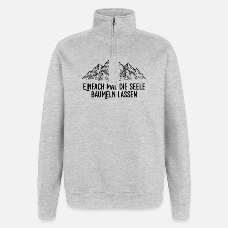 Seele baumeln lassen am Berg - Sweat à zip 1/4 - gris chiné