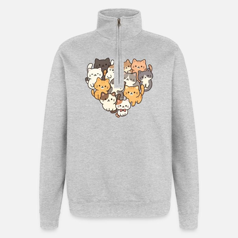 Cat - Quarter-Zip Sweatshirt - heather grey