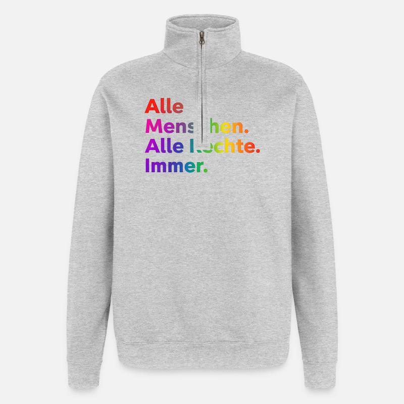 All People All Rights Always Statement - Quarter-Zip Sweatshirt - heather grey