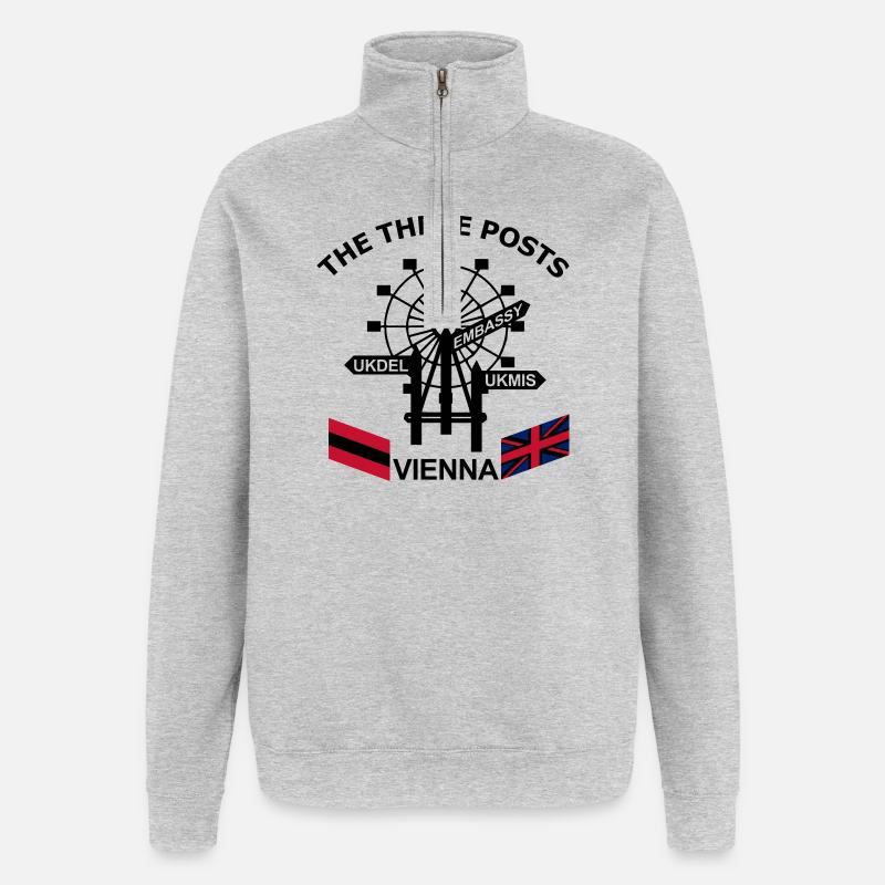 3_Posts - Sweat à zip 1/4 - gris chiné