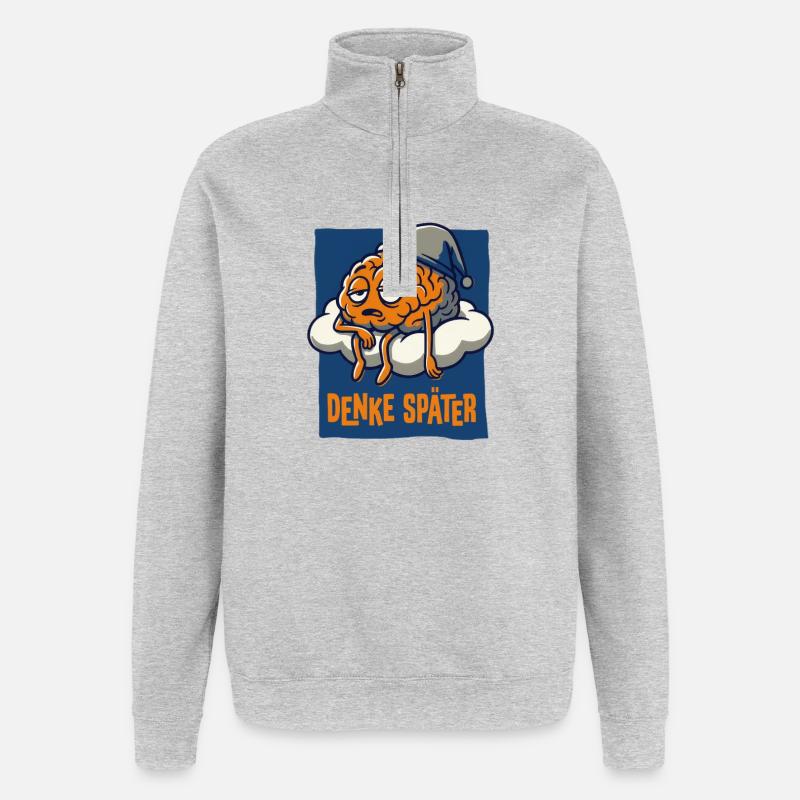 Réfléchis plus tard. - Sweat à zip 1/4 - gris chiné