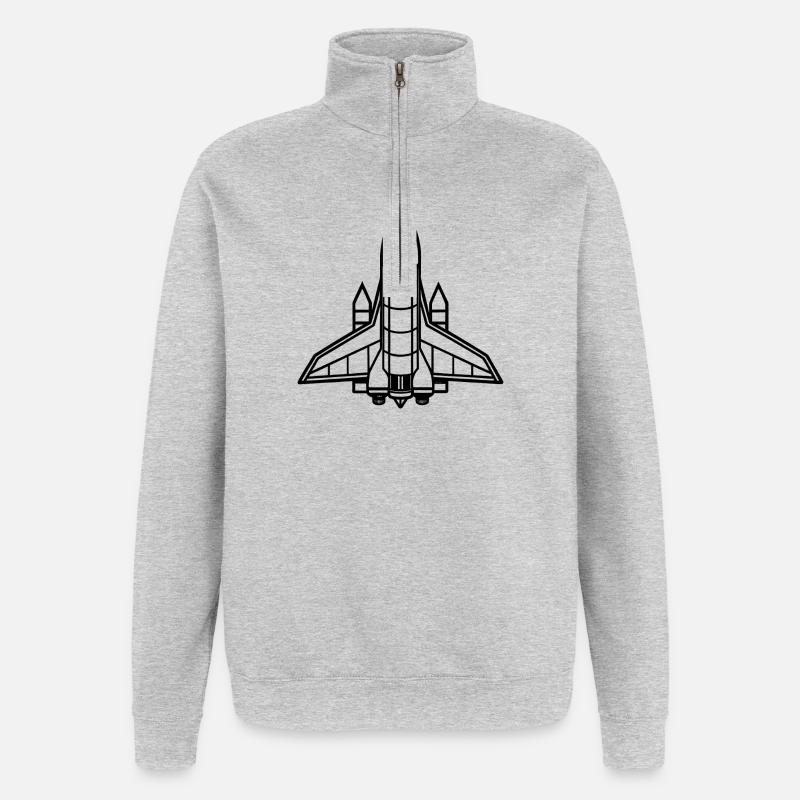 Navette spatiale - Sweat à zip 1/4 - gris chiné