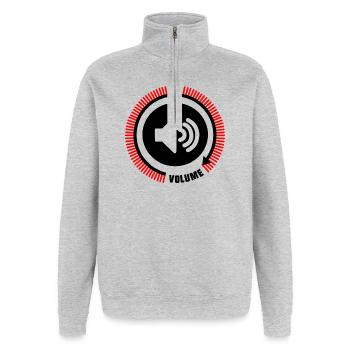 Lautstärkelinien der Lautsprecher - Quarter-Zip-Sweatshirt - Grau meliert - Vorne - AI Model Female 172 light (172cm) & AI Model Male 178 dark (178cm)