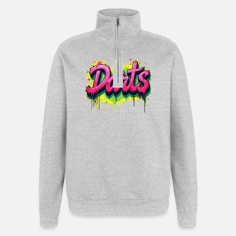Fléchettes, fléchettes, graffitis - Sweat à zip 1/4 - gris chiné