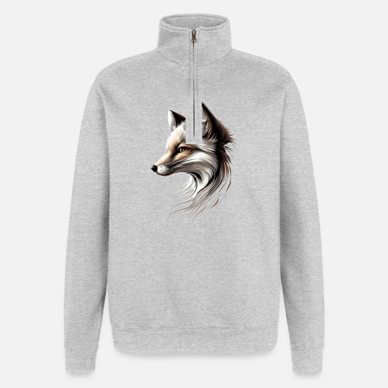 Polarfuchs Schneefuchs Eisfuchs Süßer Weißer Fuchs - Quarter-Zip-Sweatshirt - Grau meliert