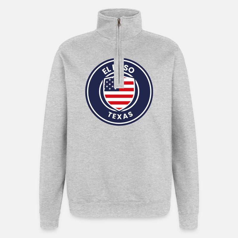 Bouclier du drapeau d’El Paso, Texas, - Sweat à zip 1/4 - gris chiné