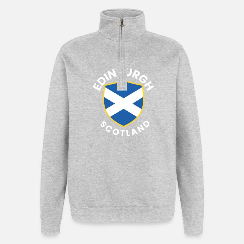 Edinburgh Shield Schottland - Quarter-Zip-Sweatshirt - Grau meliert
