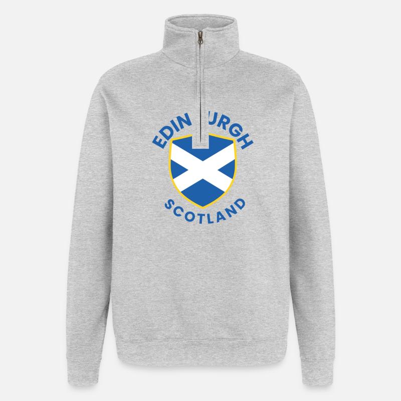 Blason de l’Écusson d’Édimbourg, Écosse - Sweat à zip 1/4 - gris chiné