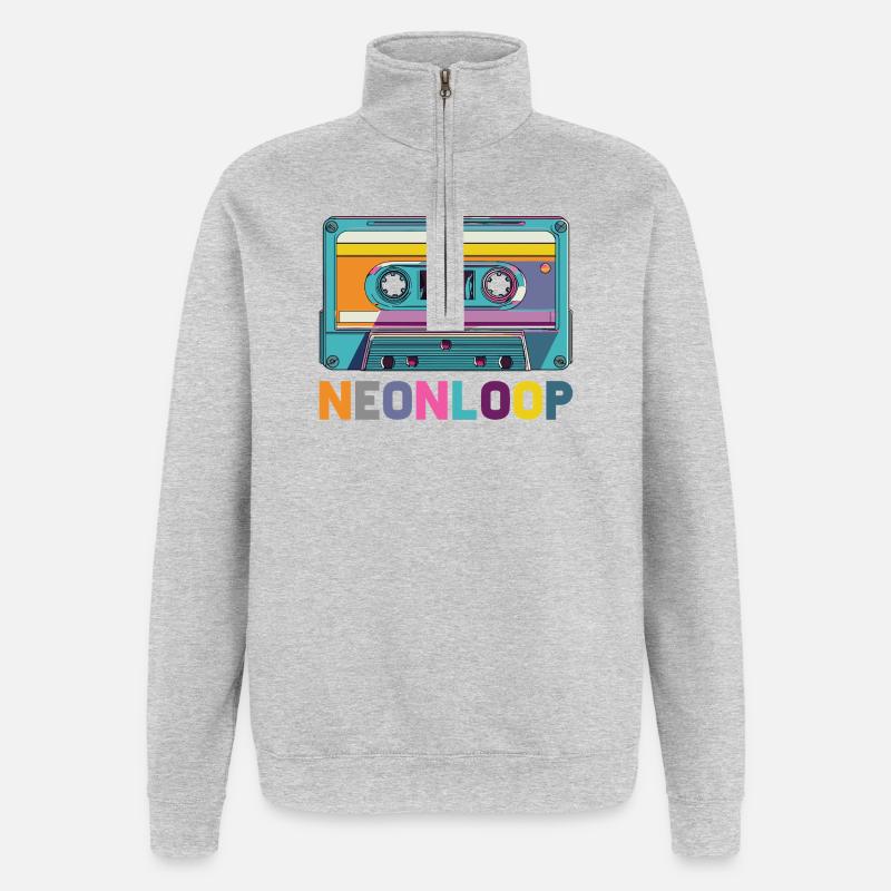 Neon Loop Kassettendesign - Quarter-Zip-Sweatshirt - Grau meliert