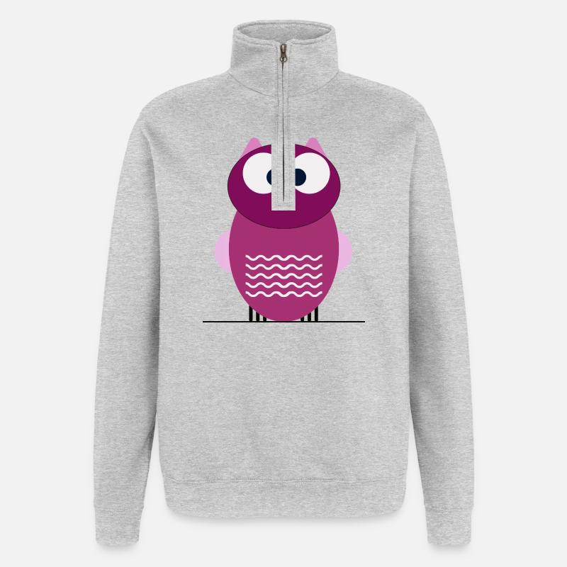 Hibou de la forêt pourpre - Sweat à zip 1/4 - gris chiné
