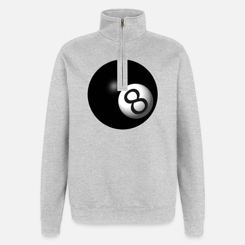 Boule de billard - Sweat à zip 1/4 - gris chiné