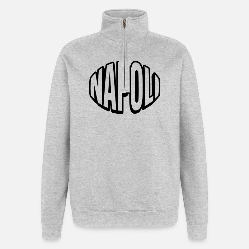 Napoli runde Typografie - Quarter-Zip-Sweatshirt - Grau meliert