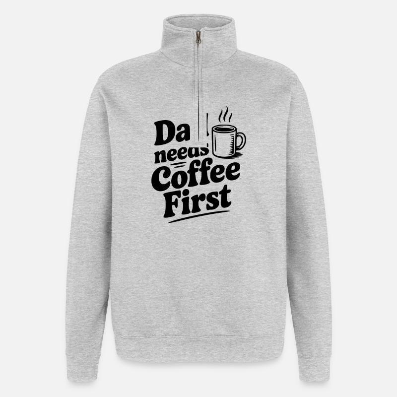 Dad Needs Coffee First - Quarter-Zip Sweatshirt - heather grey