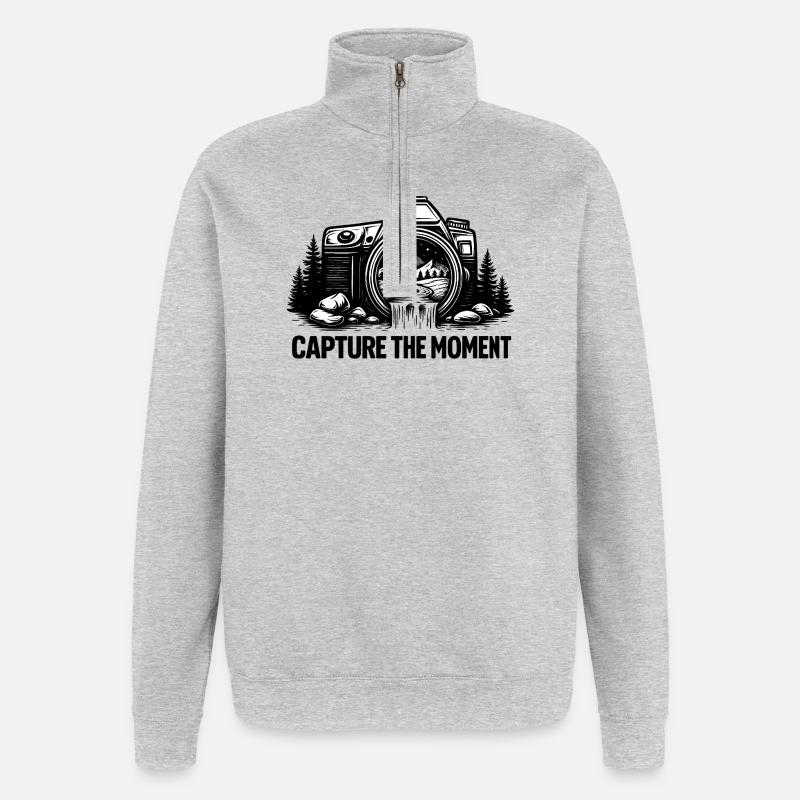Fange die Moment-Berglandschaft ein - Quarter-Zip-Sweatshirt - Grau meliert