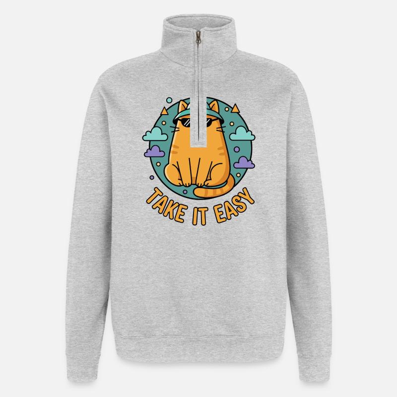 Chillkater avec des lunettes de soleil - Sweat à zip 1/4 - gris chiné