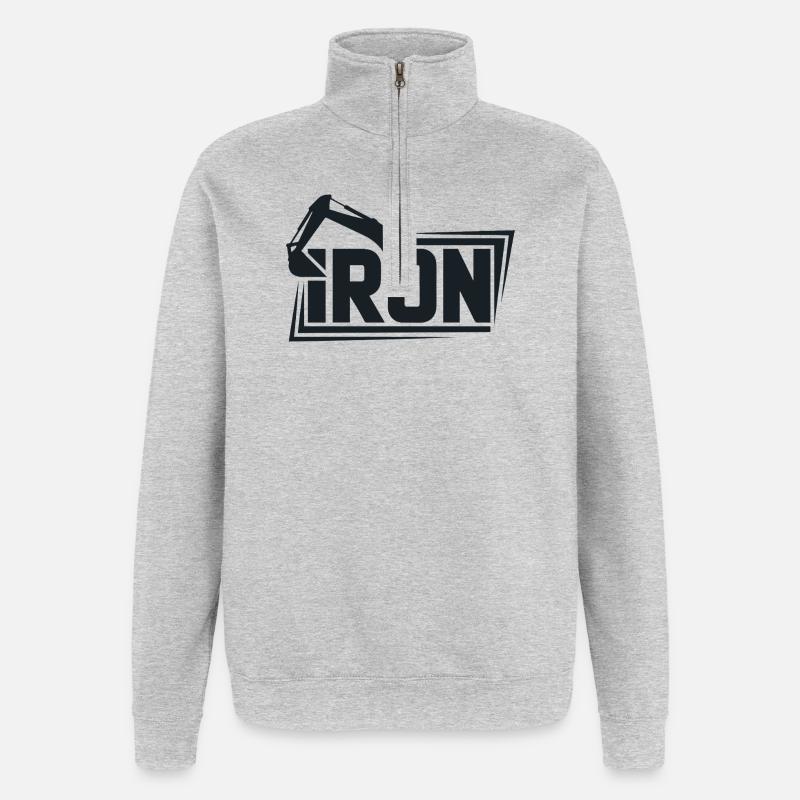 Iron Crane Bold Logo Tee - Sweat à zip 1/4 - gris chiné