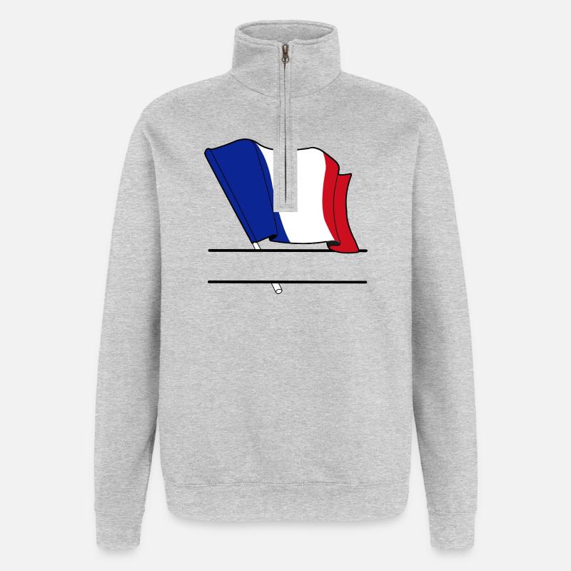 Espace de noms du drapeau français - Sweat à zip 1/4 - gris chiné