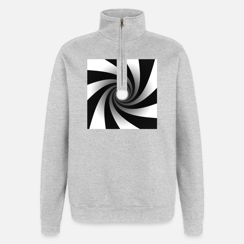 Vortex en spirale monochrome - Sweat à zip 1/4 - gris chiné
