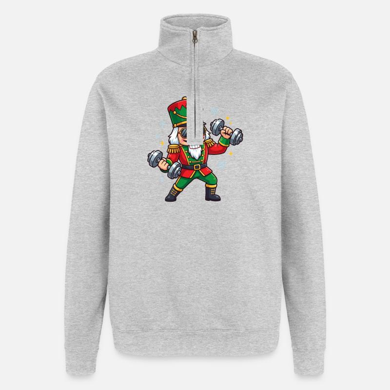 Casse-Noisette de Noël : Haltérophilie Drôle - Sweat à zip 1/4 - gris chiné