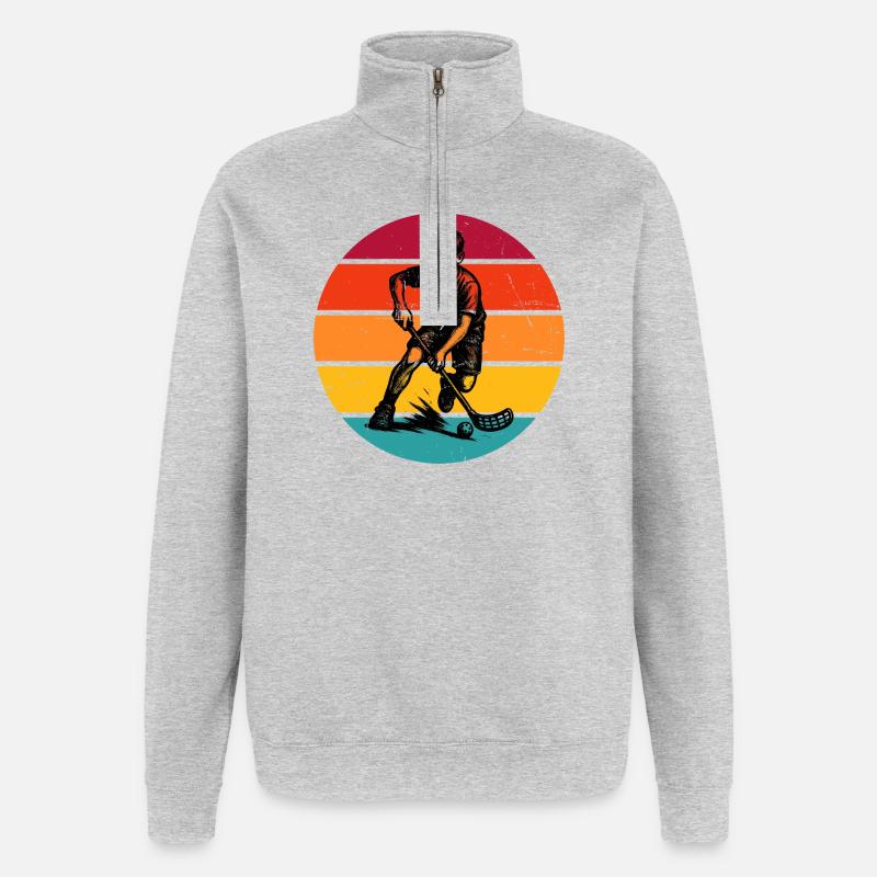 Attention floorball fans, simple statement - Quarter-Zip Sweatshirt - heather grey