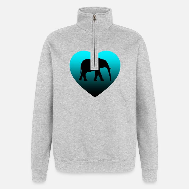 Éléphant - Sweat à zip 1/4 - gris chiné