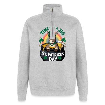St. Patrick's Day Esel Goldtopf Regenbogen - Quarter-Zip-Sweatshirt - Grau meliert - Vorne - AI Model Female 172 light (172cm) & AI Model Male 178 dark (178cm)