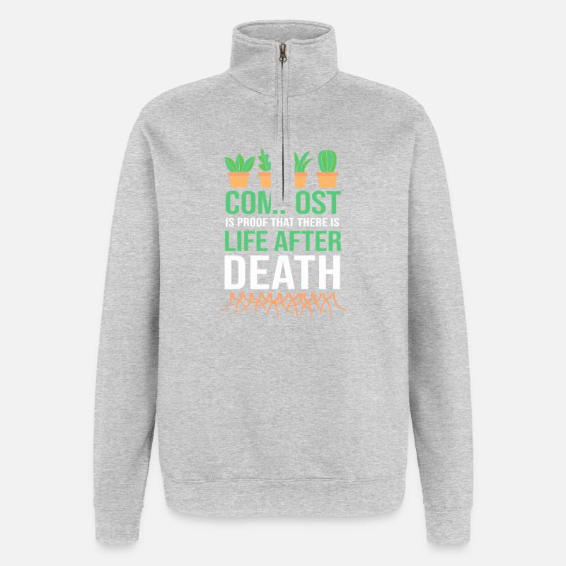 Cadeau de compost de vers - Sweat à zip 1/4 - gris chiné