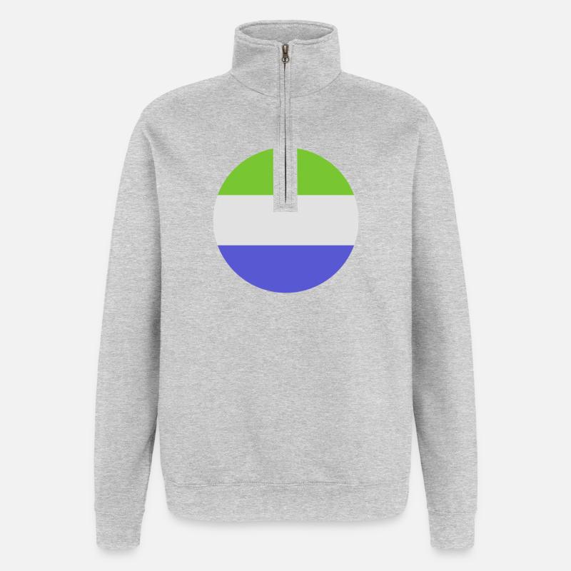 Drapeau rond de la Sierra Leone - Sweat à zip 1/4 - gris chiné