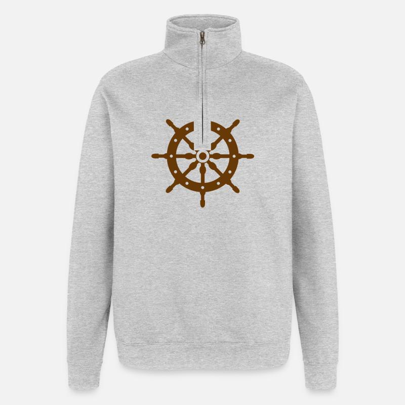 Schiffsrad - Quarter-Zip-Sweatshirt - Grau meliert