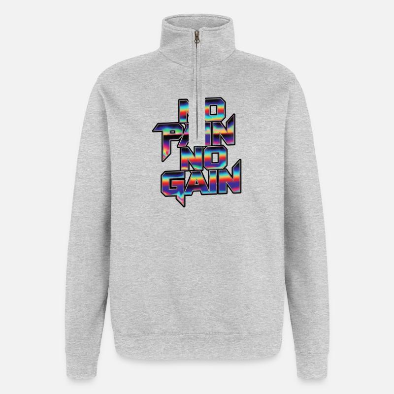 Arc-en-ciel sans douleur sans gain - Sweat à zip 1/4 - gris chiné