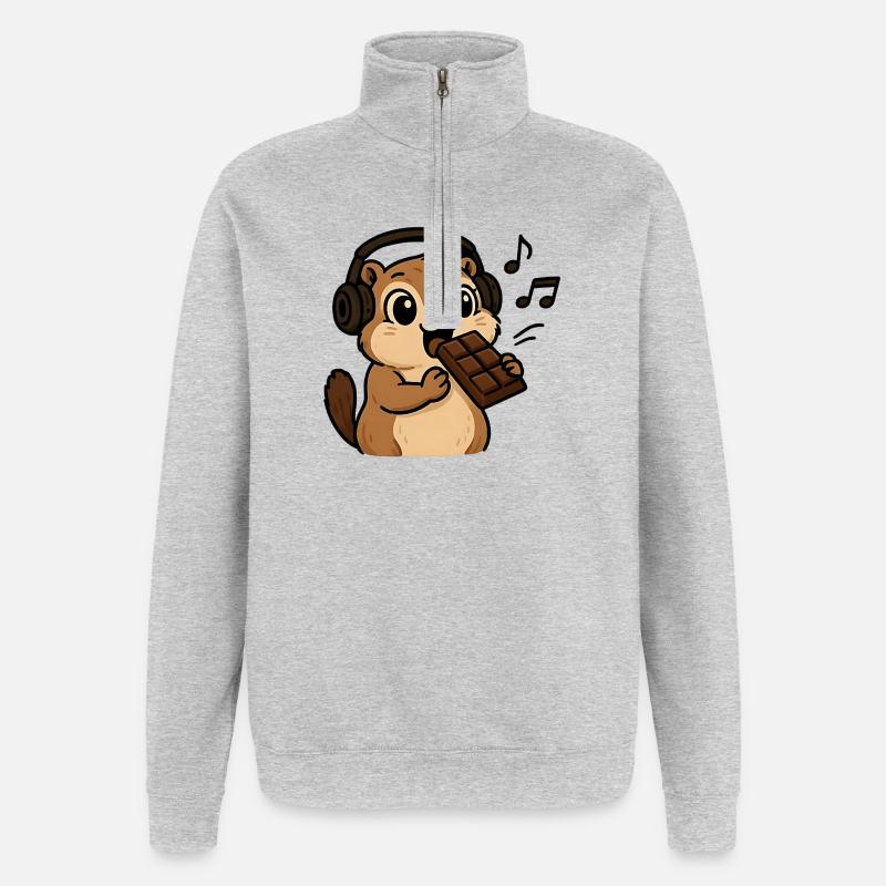 et la marmotte mange le chocolat - Sweat à zip 1/4 - gris chiné