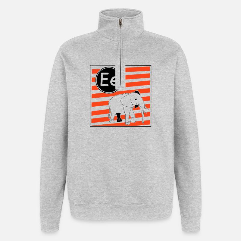 E for Elephant Letters for Learning to Read - Quarter-Zip Sweatshirt - heather grey