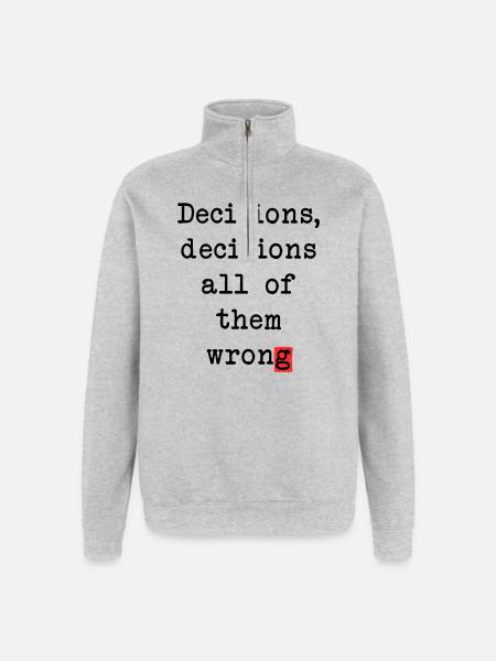 Wrong Decisions Club - Quarter-Zip Sweatshirt - heather grey