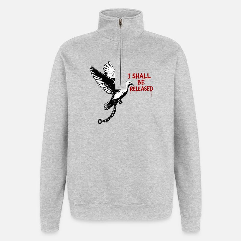 Taube der Befreiung mit Kette - Quarter-Zip-Sweatshirt - Grau meliert