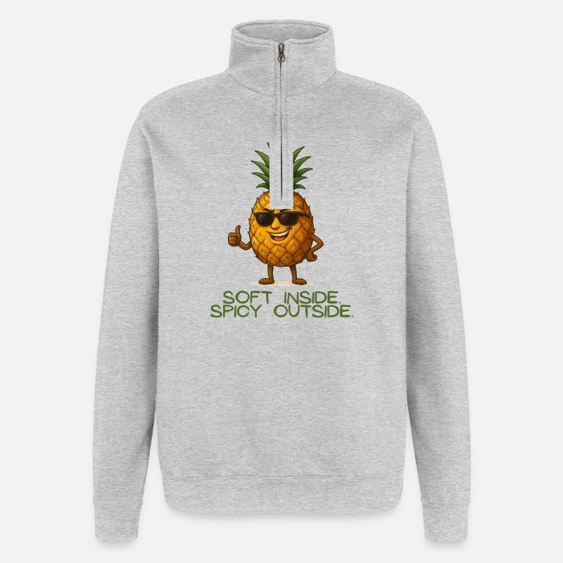 Ananas avec style Intérieur doux - Sweat à zip 1/4 - gris chiné