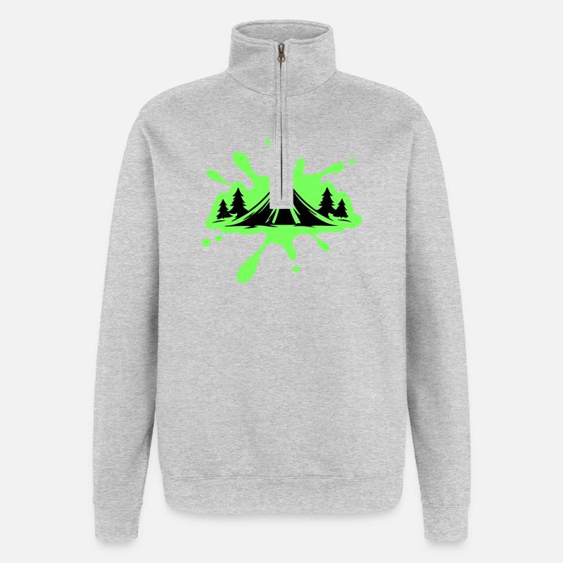 Camping Zelt Natur Klecks - Quarter-Zip-Sweatshirt - Grau meliert