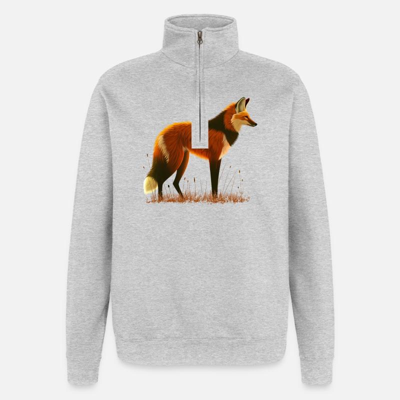 Mähnenwolf - Quarter-Zip-Sweatshirt - Grau meliert