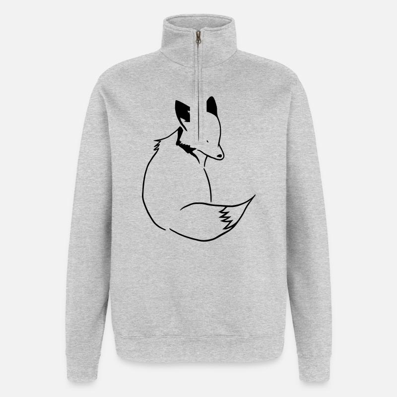 Fox Comic: Smart, Foxy & Manga Style - Quarter-Zip Sweatshirt - heather grey