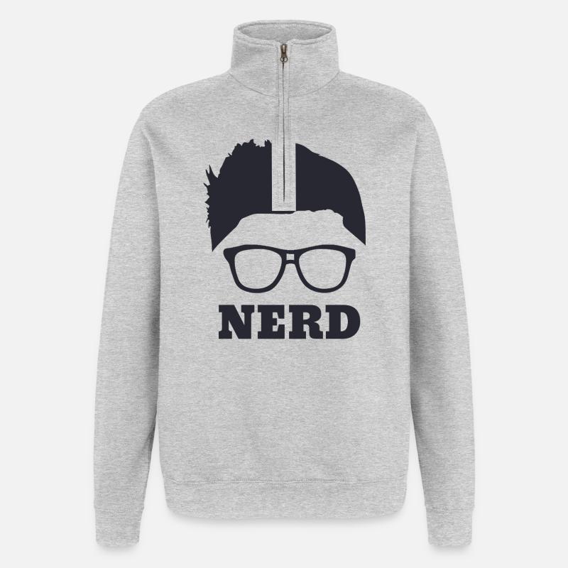 nerd - Sweat à zip 1/4 - gris chiné