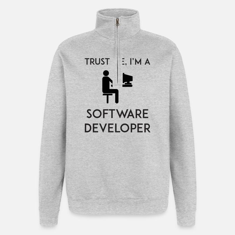 Vertrau mir, ich bin Softwareentwickler - Quarter-Zip-Sweatshirt - Grau meliert