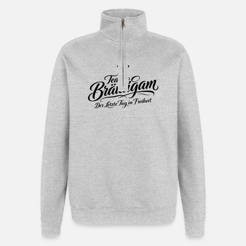 Team Bräutigam Spruch Junggesellenabschied - Quarter-Zip-Sweatshirt - Grau meliert