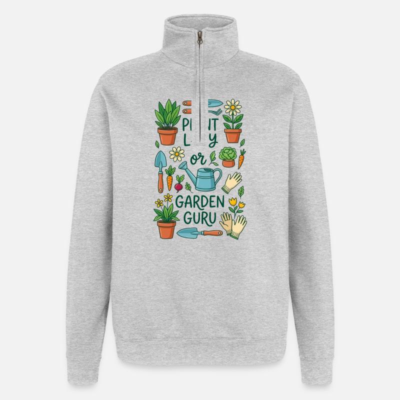 Der Pflanzenliebhaber oder Gartenexperte - Quarter-Zip-Sweatshirt - Grau meliert