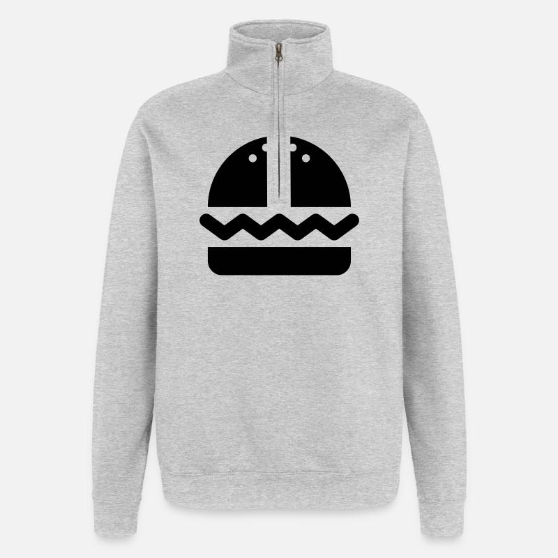 Hamburger, Burger - Quarter-Zip-Sweatshirt - Grau meliert
