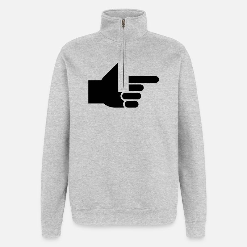 Main, index, index - Sweat à zip 1/4 - gris chiné