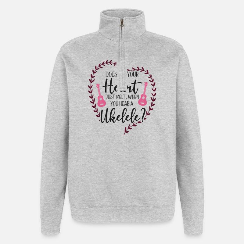 Le ukulélé hawaïen n’est pas ton - Sweat à zip 1/4 - gris chiné