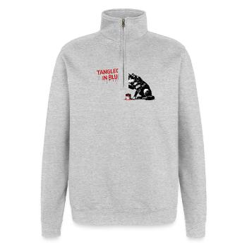 BlutrotTW Wolf Schrift - Quarter-Zip-Sweatshirt - Grau meliert - Vorne - AI Model Female 172 light (172cm) & AI Model Male 178 dark (178cm)